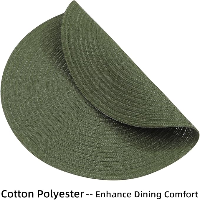 SHACOS Round Placemats Set of 12 Washable 15 inch Round Table Mats Cotton - Image 4