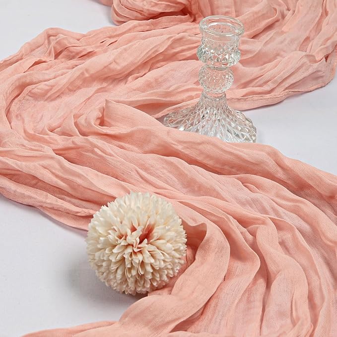 12 Pack 10Ft Blush Pink Cheesecloth Table Runner 23 x 120 Inch | Gauze Rustic - Image 3