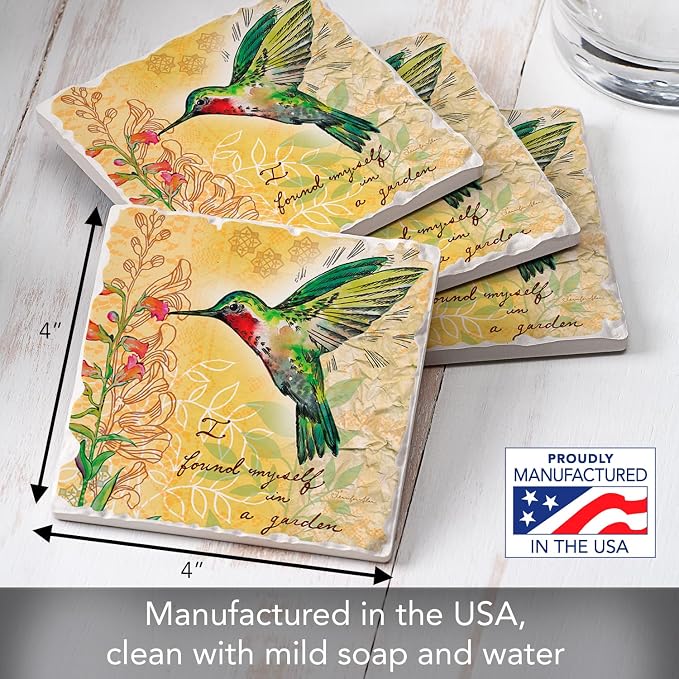 Thirstystone Hummingbird Flight 4 Pack Tumbled Tile Stone Coasters | 4" Square - Image 6