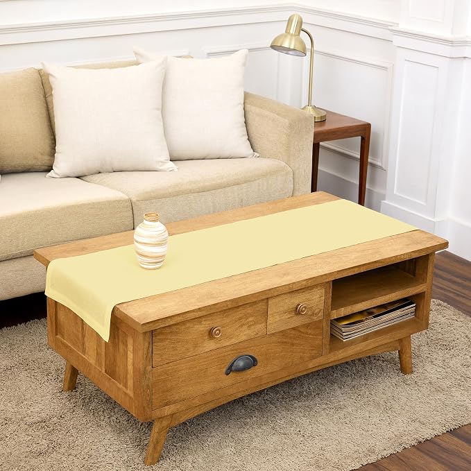 Solino Home 100% Linen Dining Table Runner Golden Straw, Fete 14 x 48 in | by SolinoHome