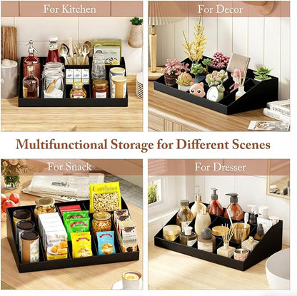 SZQINJI Coffee Condiment Organizer Holder 10-Compartment Black | Coffee - Image 7