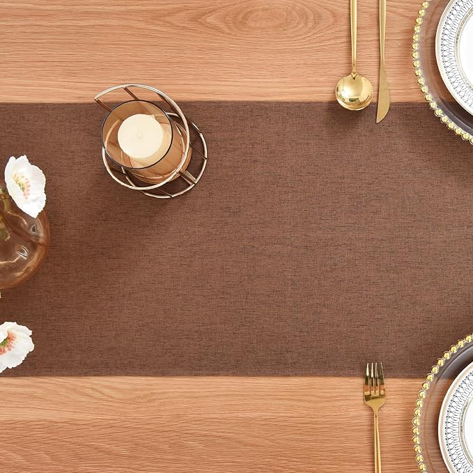 Faux Linen Table Runner Water Resistant 13 x 48 in, Coffee Table Runner - Image 7