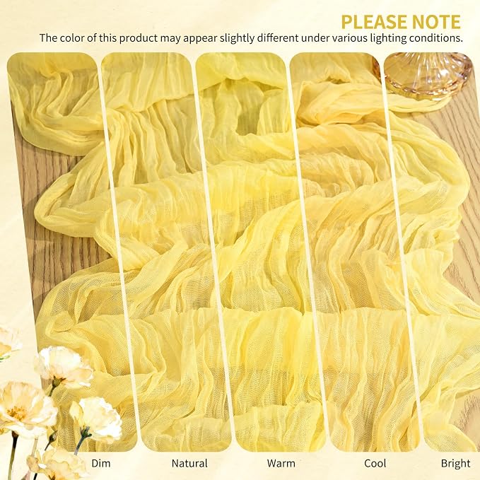 30 Pack Cheesecloth Table Runner 10FT Light Yellow Table Runner Boho Gauze - Image 7