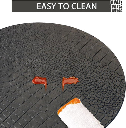 Round Leather Placemats for Round Tables Set of 8, Gray Table Place Mats and Coasters, Washable Easy to Care for Indoor Decor 13" Diameter