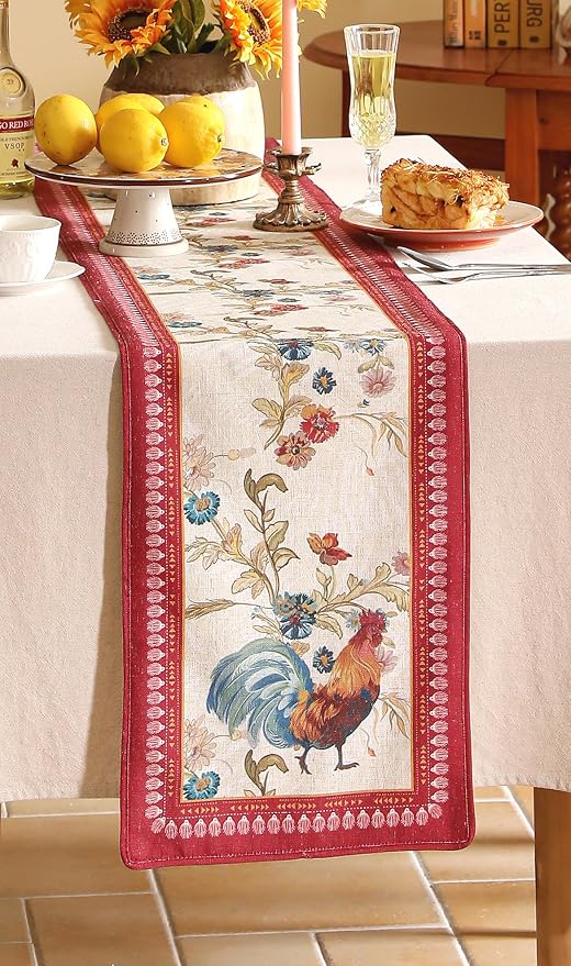 patdrea Designer Farmhouse Linen Table Runner, Rustic Cottage Mauve - Image 7