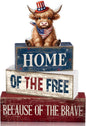Moucuny 4 Pcs 4th of July Decorations Patriotic Highland Cow Wooden Block Sign by Moucuny