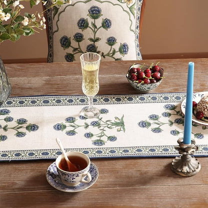 Patdrea Designer Elegant French Linen Table Runner, Floral Pattern - Image 4