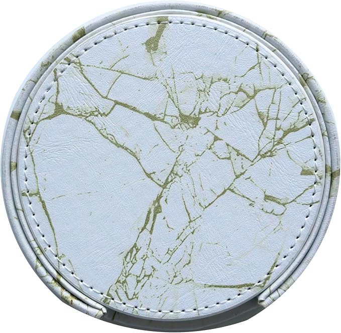 Set of 6 Leather Coasters, Round Coasters - Image 6
