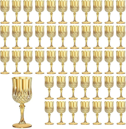 7OZ Plastic Wine Glasses, Reusable Vintage Goblets Unbreakable Drinking Glasses by Unknown