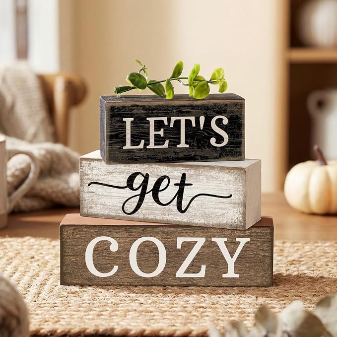 Moucuny 4 Pcs Farmhouse Table Decor Inspirational Wooden Signs Rustic - Image 6
