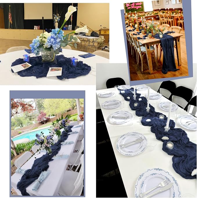 15 Pack Navy Blue Table Runners 17 x 108inch Cheesecloth Table Runner Boho - Image 7