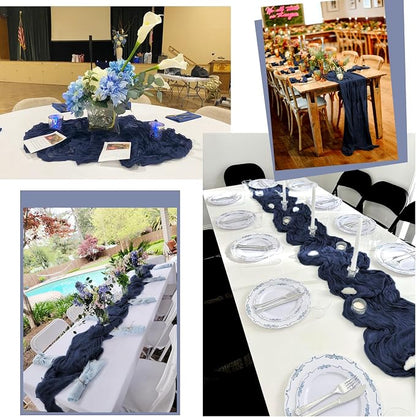 15 Pack Navy Blue Table Runners 17 x 108inch Cheesecloth Table Runner Boho - Image 7