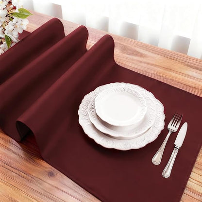 FOLINS&HOME Burgundy Waterproof Decorative Table Runner 108 Inches Long | - Image 3