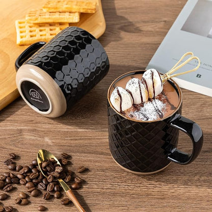 GBhome Coffee Mugs Set of 4, 12 oz Black Coffee Cups - Image 3