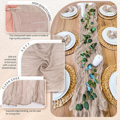 18 Pack Cheesecloth Table Runner 10FT Rosy Brown Table Runner Boho Gauze Cheese - Image 3