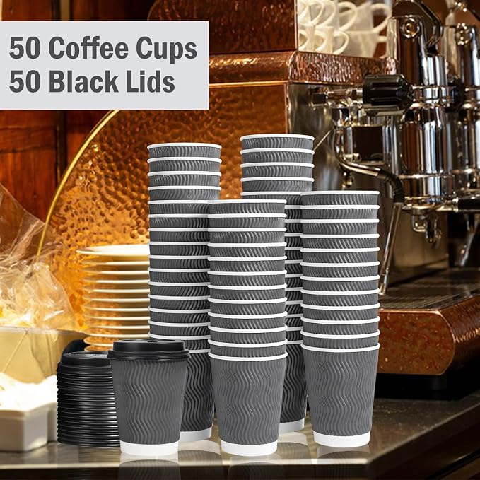 Lamosi 50 Pack 16 oz Insulated Disposable Coffee Cups - Image 5