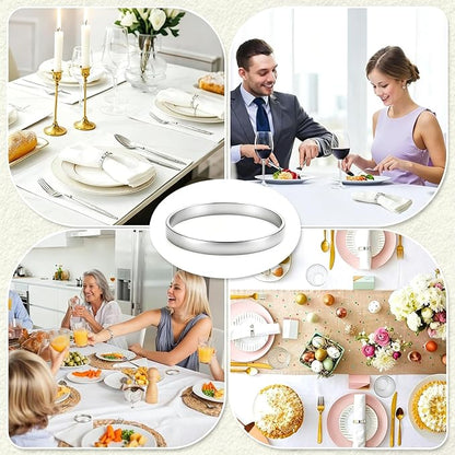 12Pcs Simple Silver Round Napkin Rings, Metal Decorative Table Napkin Holders - Image 4