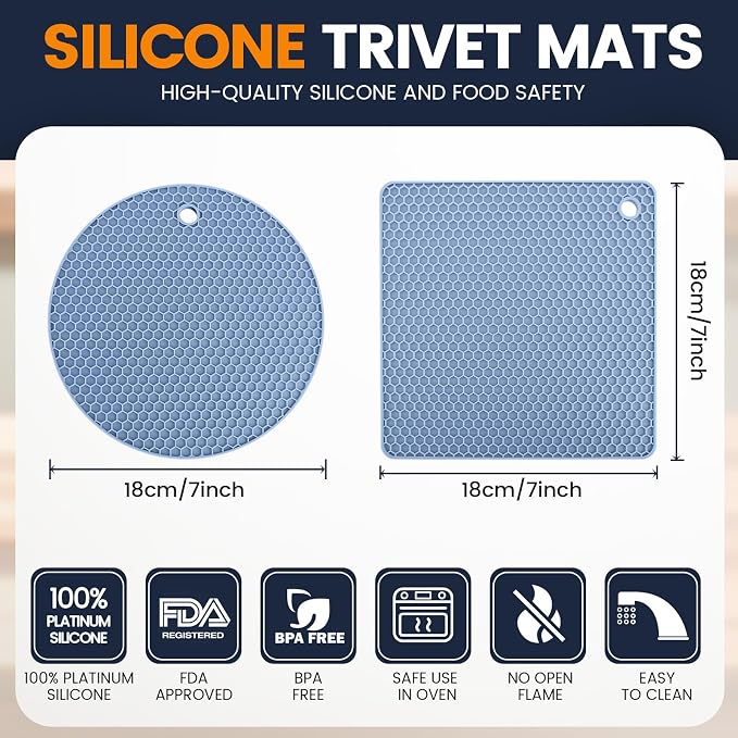 Silicone Trivet Mats 4 Heat Resistant Pot Holders Multipurpose Non-Slip Hot Pads - Image 2