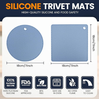 Silicone Trivet Mats 4 Heat Resistant Pot Holders Multipurpose Non-Slip Hot Pads - Image 2