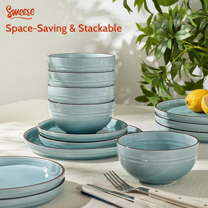 Sweese Plates and Bowls Sets, Porcelain Dinnerware Sets - Image 5
