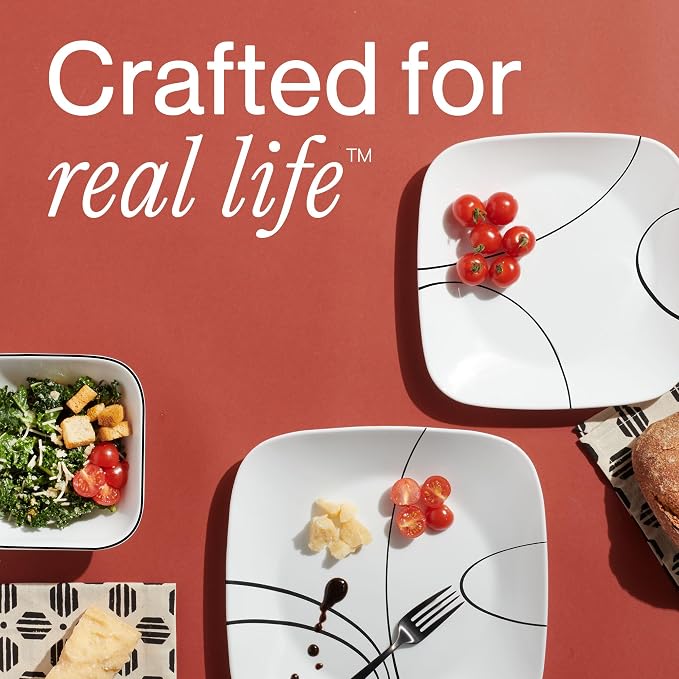 Corelle Square Simple Lines Dinner Plate Set, 6 Pack - Image 6
