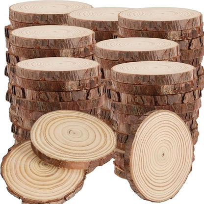 KINJOEK 100 PCS Natural Wood Slices 3.5-4 Inch by KINJOEK