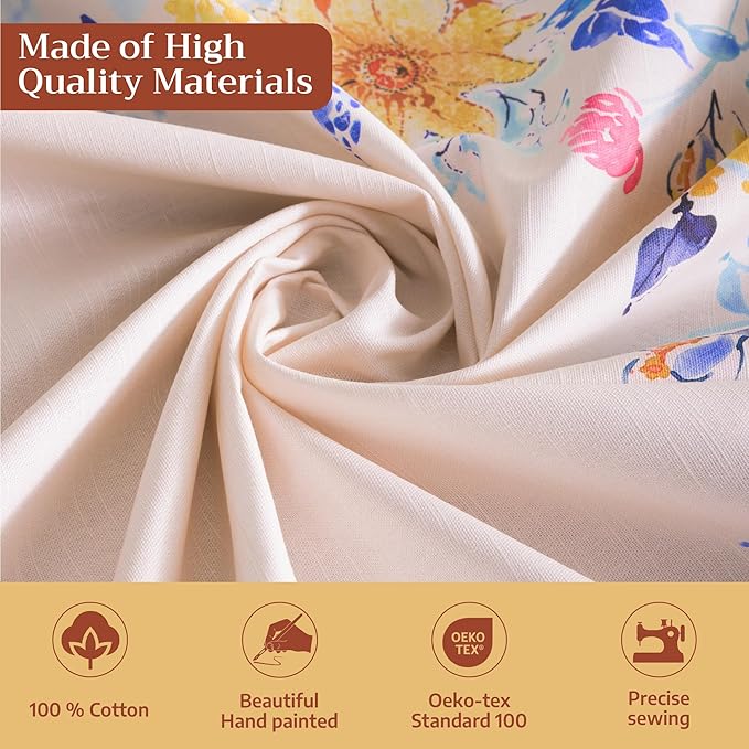 Maison d' Hermine Table Cloth Square Table 100% Cotton 54 x 54 Inches Tablecloth Reusable Decorative for Dining Room Farmhouse Home Valentines Day Decorations Spring Summer - Girassol