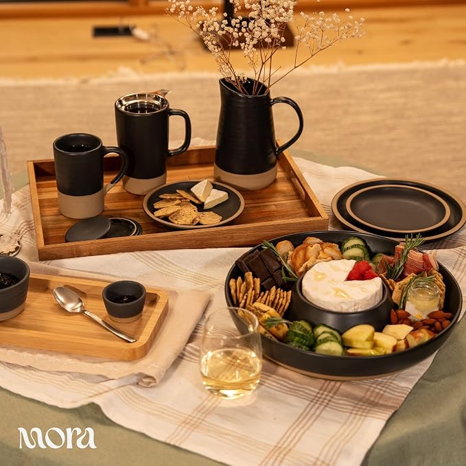 MORA Ceramic Chips and Dip Serving Tray: Large Divided Party Bowl Set - Image 5