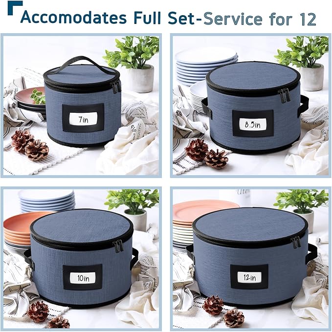 Fine China Storage Containers, 5 Piece Quilted Dish Storage Containers - Image 2