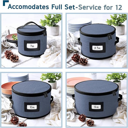 Fine China Storage Containers, 5 Piece Quilted Dish Storage Containers - Image 2