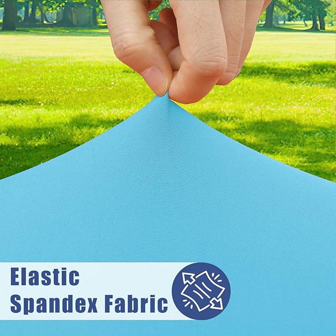 Spandex 8 Foot Rectangle Table Cloth 2 Pack, Elastic Fitted Tablecloths for Picnic, Stretch Washable Patio Table Cover for Outdoor, Camping, Banquet and Parties (Blue Mist, 30"x96")