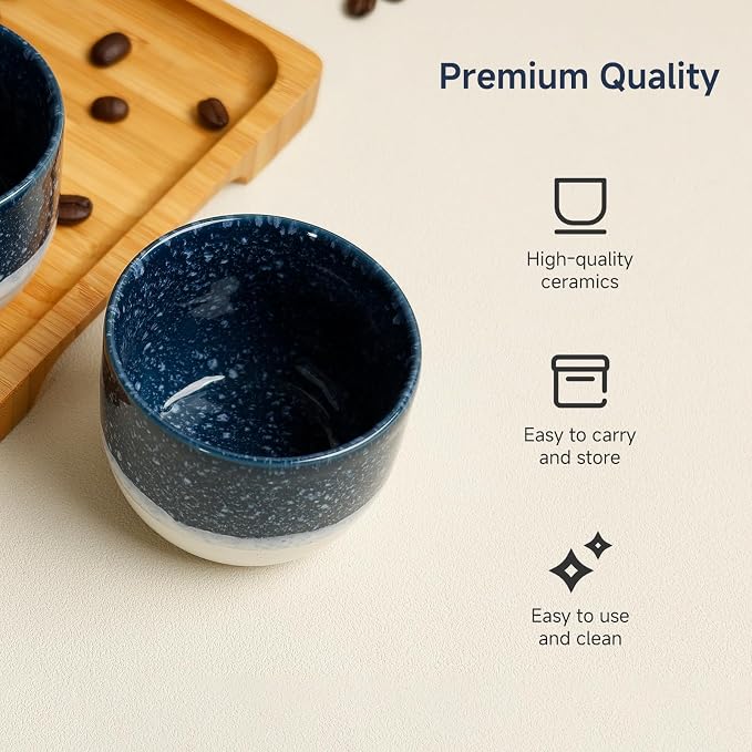 Set of 4 Ceramic Espresso Cups-4 oz, & More, Small Ceramic Coffee Mugs - Image 3