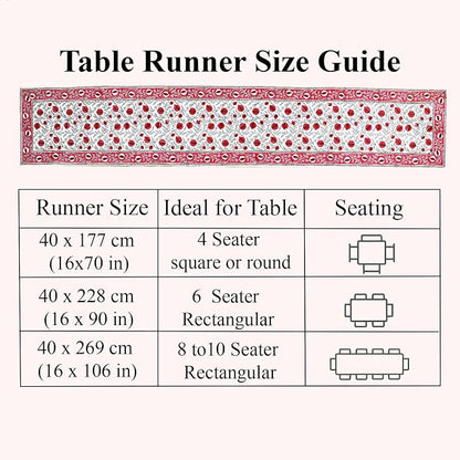 Sangria Red Hand Block Print 100% Cotton Table Runner 16x106 Inch | Perfect - Image 4