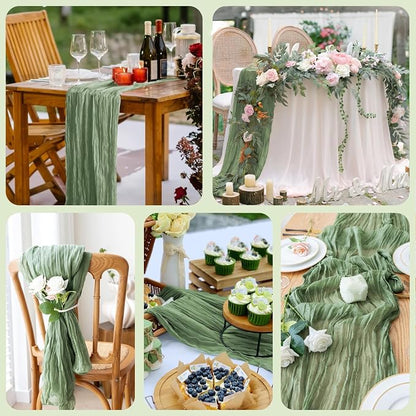 Cheesecloth Table Runner Sage Green 10FT Boho Gauze, 3 Pack | 120 Inch Cheese - Image 7