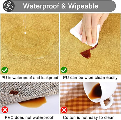 homing Faux Leather Heat Resistant Placemats 8 Packs, Waterproof Wipeable Dining PU Place Mats for Indoor & Outdoor, Easy to Clean, Yellow