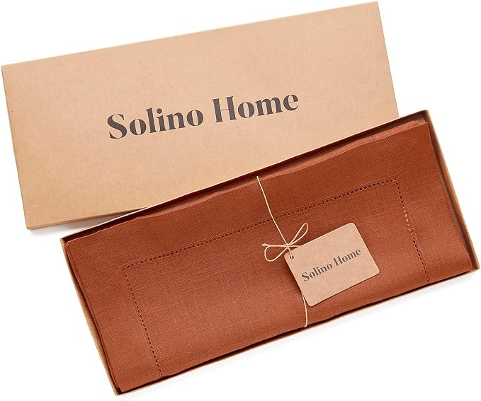 Solino Home 100% Pure Linen Table Runner Cinnamon Hemstitch, 14 x 132 in | - Image 5