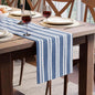 Encasa XO Table Runner, Woven Cotton Dining Runner 13"x104" Franca Blue Stripes by EncasaXO