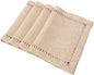 Grelucgo Set of 4 Handmade Hemstitch Beige Table Placemats, Rectangular 12 by by Grelucgo