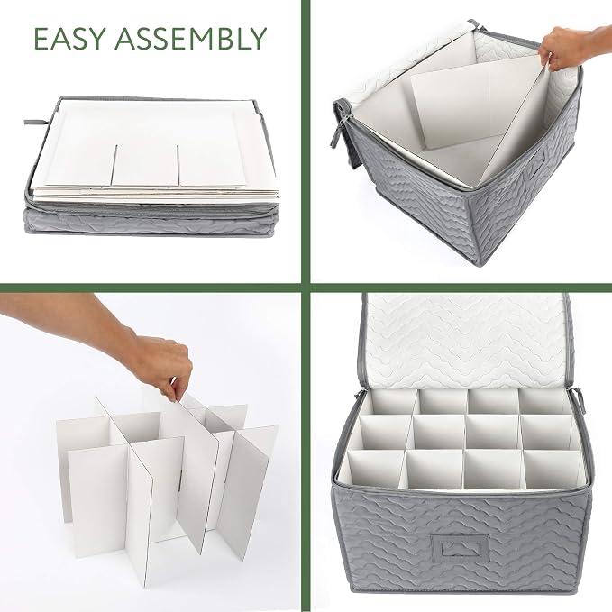 LotFancy Stemware Storage Containers, Deluxe Quilted Storage Case - Image 7