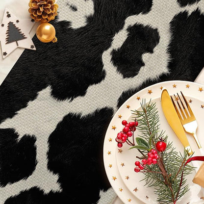 Cow Print Black Table Runner Kitchen Dining Linen Table Decoration - Image 3