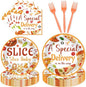 96 Pcs Special Delivery Pizza Baby Shower Decorations, Tableware Set | Includes by EoBeCy