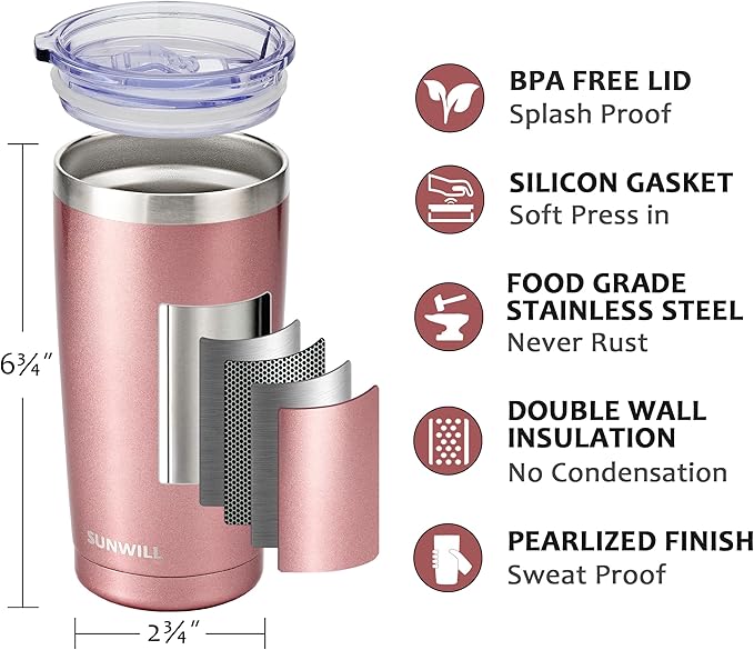 SUNWILL Travel Coffee Mug Set of 2, 20 oz Tumbler - Image 2