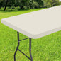Smiry Rectangle Tablecloth, Elastic Fitted Flannel Backed Vinyl Tablecloths for 6ft Folding Tables, Waterproof Wipeable Table Covers for Indoor, Outdoor, Picnic and Camping (Beige, 36"x72")