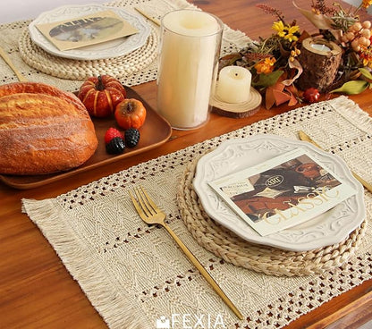 Boho Placemats Set of 6 Table Mats Farmhouse Home Dining Decor | 12x20" Place - Image 4