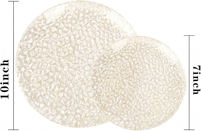 Rubtlamp 100Pcs Gold Glitter Plastic Plates, Heavy Duty Glitter Disposable - Image 2