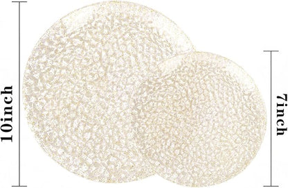 Rubtlamp 100Pcs Gold Glitter Plastic Plates, Heavy Duty Glitter Disposable - Image 2