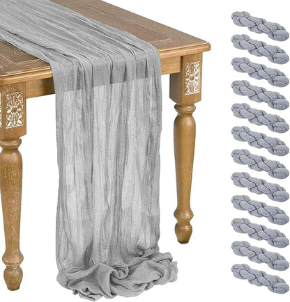 12 Pack Gery Cheesecloth Table Runner 10ft Boho Gauze Cheese Cloth Table Runner by WJWHQ