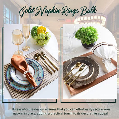 100Pcs Gold Disposable Napkin Rings Imitation Pearl Ring Napkin Holder Delicate - Image 4