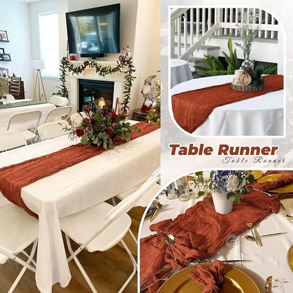 6 Pack Terracotta Cheesecloth Table Runner 20 x 120 Inch Gauze Table Runner - Image 6