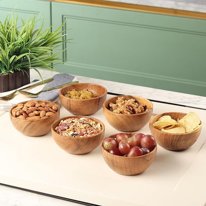 Set of 6 small acacia wood dessert bowls 4.2 * 2 inches | 8 oz capacity | - Image 4